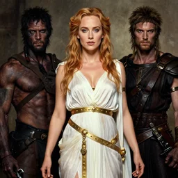 Gillian Anderson  as a beautiful Greek Goddess , by Gerald Brom , Mark Arian , Artgerm