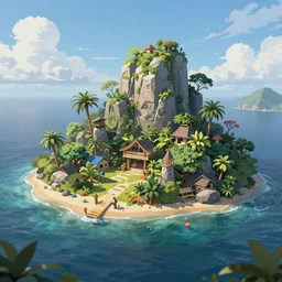 Paradise island, trending on artstation, 30mm, by Noah Bradley