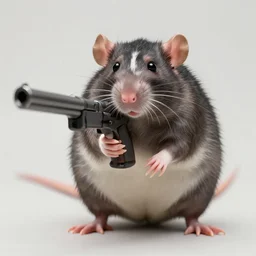 [ biggie as a rat ] realistic bipedal rat!!!!!! fat!!!! gangster!!, gangster rat aiming a gun at you, barrel toward towards the screen from the new intense action film, 8 k, f 1. 8