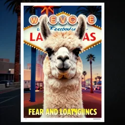fear and loathing of n las vegas poster with llama face