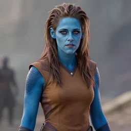 blue skinned Kristen Stewart as an Andorian from star trek. Photorealistic digital art trending on artstation, artgem, 4k HD