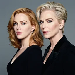 portrait of christina hendricks and charlize theron hybrid by mario testino, 3 / 4 view, detailed, award winning, sony a 7 r