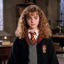 A portrait photo of Hermione Granger in the Ravenclaw common room