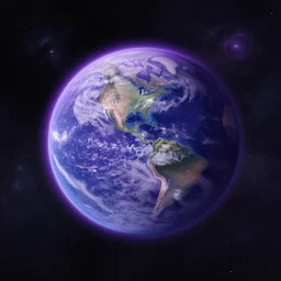 a detailed digital painting of a earth - like planet orbiting a large purple sun in space in a sea of stars, by alena aenami, petros afshar and greg rutkowski trending on artstation, deviantart, planet, clouds, earth, exoplanet, stars, nubulae