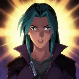 animation key shot, sarah kerrigan stares at the camera, blank expression on her face, comic book cover, establishing shot, sharp, film key art, bloom, dramatic lighting