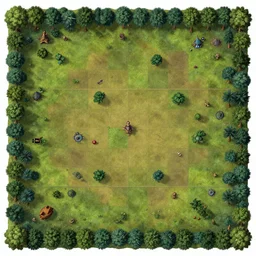 2 d, top down, fantasy forest map, grid, d & d