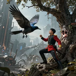 the shrike fighting the colonel, over the tree of pain, epic sci fi battle, over intricate hyperion world, hyperrealist, dramatic, cinematic, breathtaking, octane, unreal 5, 8 k, photoshop, ultra detailed, by dan simmons