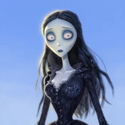 elegant mysterious solemn zombie victoria everglot from the corpse bride, portrait, illustration, rim light, top light, summer clear blue sky, perfectly shaded, soft painting, art by krenz cushart and wenjun lin