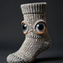 portrait photo of a wool sock with giant eyes, face made from unfulfilled dreams, extremely high details, realistic, by Giuseppe Arcimboldo, Edward Hopper, Rene Margitte, Escher