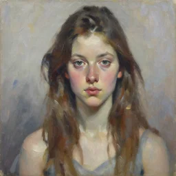 highly detailed palette knife oil painting of a young woman by Jenny Saville, impressionistic brush strokes, painterly brushwork