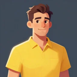 a digital painting of a man in a yellow shirt, a character portrait by Lois van Baarle, behance, serial art, 2d game art, sketchfab, speedpainting