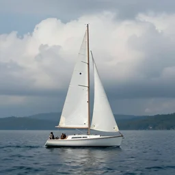sailing boat on a lake of dreams, matte painting, concept art, stunning, ultra sharp focus