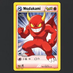 tekashi murakami, red devil on a 1986 pokémon card, in a manga style