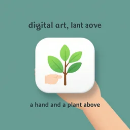 “ a hand and a plant above, digital art, favicon ”