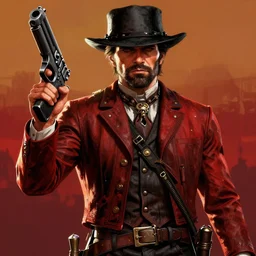 a portrait of one punch man holding gun in the red dead redemption 2 character art style, digital art, trending on artstation, behance, intricate details, ornate, hyper realism, humongous view, smooth, cinematic