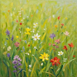 flowers in the field paint acrylic