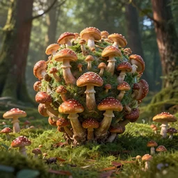 mandelbulb, octane render, photo, mushrooms, cinema 4 d, art by beeple, ultra realistic, photo realistic, unreal engine, beautiful, forest, 4 k