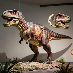 dinosaur museum style reconstruction of a t - rex, non shrink wrapped, appropriate fat levels, feathers realism