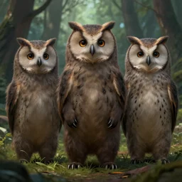 three quarter portrait of an owlbear in the forest, d & d, fantasy, alexandre chaudret,