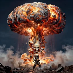 i am become death destroyer of worlds laurie greasley masterpiece hyper realism, intricate detail, extremely detailed vivid colors nuclear bomb mushroom cloud