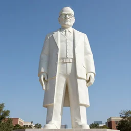 Walter White as a colossal statue overlooking Albuquerque