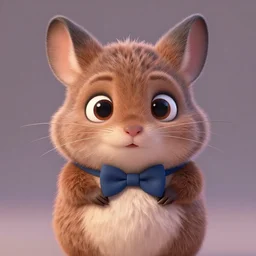 very cute disney pixar chinchilla wearing a bow tie, detailed fur, concept artwork, 3 d render official art, zootopia, cartoony, adorable design, disney disney, large eyes, whiskers hq, artstationhd, pixar, luca