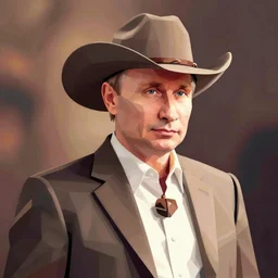 Vladimir Putin as a cowboy. Vector polygon art