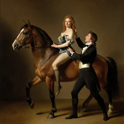 stage magician turning his sexy assistant into a mare, rembrandt