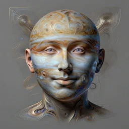 man with jupiter head. intricate abstract. intricate artwork. by tooth wu, wlop, beeple, dan mumford. trending on artstation, greg rutkowski very coherent symmetrical artwork. cinematic, hyper realism, high detail, octane render, 8 k, iridescent accents