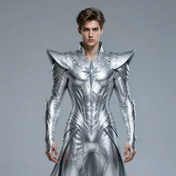 full body portrait of tyler posey as a silver magical star guardian. detailed face, concept art, intricate, highly detailed 8 k, smooth, sharp focus, handsome and aesthetic shape of face and body, artgerm, artstation, art by zexi guo and nira and junpei suzuki and gharliera and rinotuna