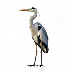mythical glowing heron, professional studio photo, full body, isolated on a pure white background, centered, entire subject in frame, sharp focus, soft studio lighting