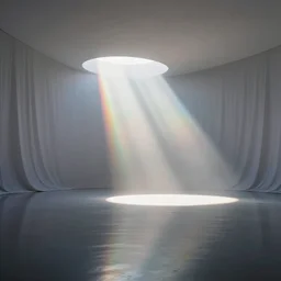 sun rays, pure beauty, bright light rainbow mist, god rays, mirrored ground, cloth simulation, light and space, by james turrell, beauty by olafur eliasson w - 7 0 4