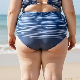 fat person wearing a speedo on the beach