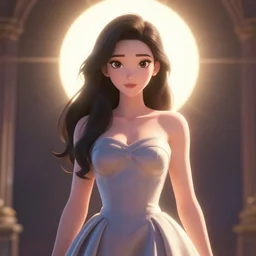 beautiful fashion girl like animation, strapless dress, character portrait in the style of thomas river and artgerm, wlop, cinematic lighting, hyperdetailed, 8 k realistic, symmetrical, global illumination, radiant light, halo, love and mercy, frostbite 3 engine, cryengine, dof, trending on artstation, digital art, chanel