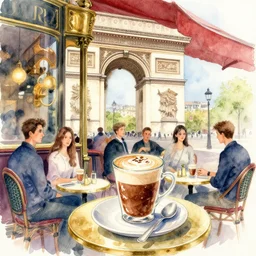 beautifu watercolor of a french coffee and brasserie in paris, relax, enjoy, by ( victo ngai ), by jesper ejsing, by james jean, by rossdraws, ( frank franzzeta ), mcbess