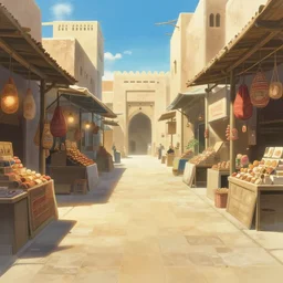 empty arabian marketplace with no people by makoto shinkai