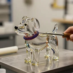 a dog shaped glass blowing