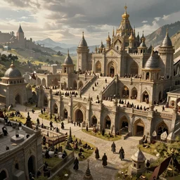 wideshot, hyper detailed kingdom in the medieval era, dynamic lighting, photo realism, hyper realistic, 4k detailed, concept art