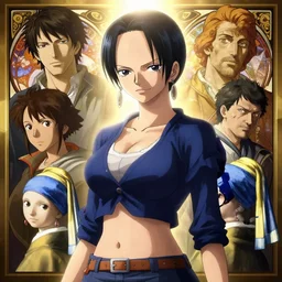 highly detailed vfx portrait of nico robin by eiichiro oda!, magali villeneuve, greg rutkowski, makoto shinkai, tom bagshaw, alphonse mucha, sharp focus, art by artgerm and stanley kubrick, backlit, johannes vermeer, harsh overhead sunlight,
