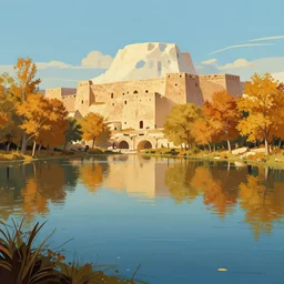 autumn lake in ancient carthage, digital art, felix kelly