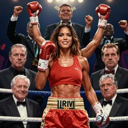 beautiful epic victory portrait of adriana lima bodybuilder boxing match, lorenzo mastroianni, stanley artgerm, wojtek fus, ross tran