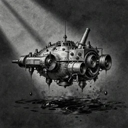 The terraforming machine, on dark paper, ink dropped in water , tarmo juhola,peter mohrbacher, ivan laliashvili, james gurney, moebius, roger dean