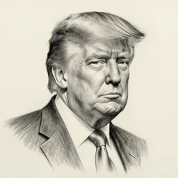 pencil sketch of donald trump as a t - 8 0 0 terminator
