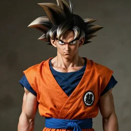 photorealistic human goku, goku as an asian man, goku in real life, spiky hair, orange gi, asian human, realistic photography, human goku, photography, cinematic