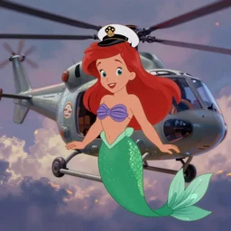 still from the disney cartoon, little mermaid enlists in the navy, animated military, helicopters