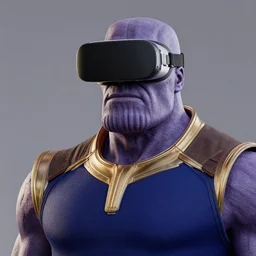photorealistic render of thanos with vr goggles, artstation