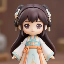 cute and gorgeous asian girl in a pretty intricate chinese dress, beautiful symmetrical eyes, nendoroid face symmetry