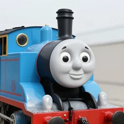 a thomas the tank engine as a human, photorealistic