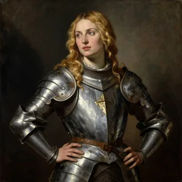 saoirse ronan, blonde hair, wearing medieval armour, seductive pose, portrait, oil painting by titian, hard focus