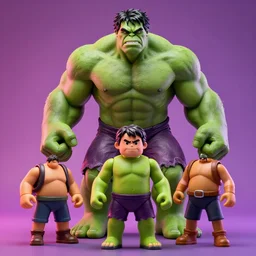 hyperrealistic rendering, hulk by bernie wrightson and killian eng and joe fenton, product photography, action figure, sofubi, studio lighting, colored gels, colored background